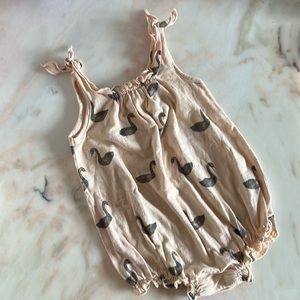 Rylee + Cru swan toddler romper shoulder tie bubble